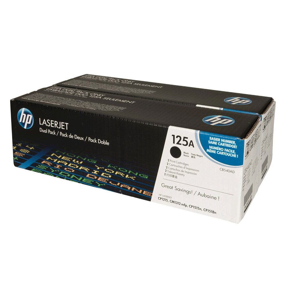 Картридж лазерный HP (CB540AD) ColorLJ CP1215 и др, №125A, черный, оригинальный, КОМПЛЕКТ 2 шт., ресурс 2х2200 страниц, 361442