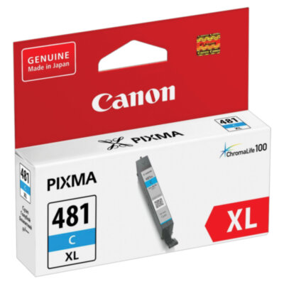 Картридж струйный CANON (CLI-481C XL) для PIXMA TS704 / TS6140, голубой, ресурс 515 страниц, оригинальный, 2044C001, 363218
