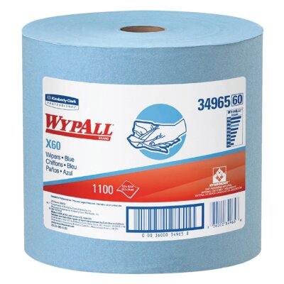 Протирочный нетканый материал KIMBERLY-CLARK Wypall X60, 1100 листов в рулоне, 31,5х34 см, голубой, 34965, 702102