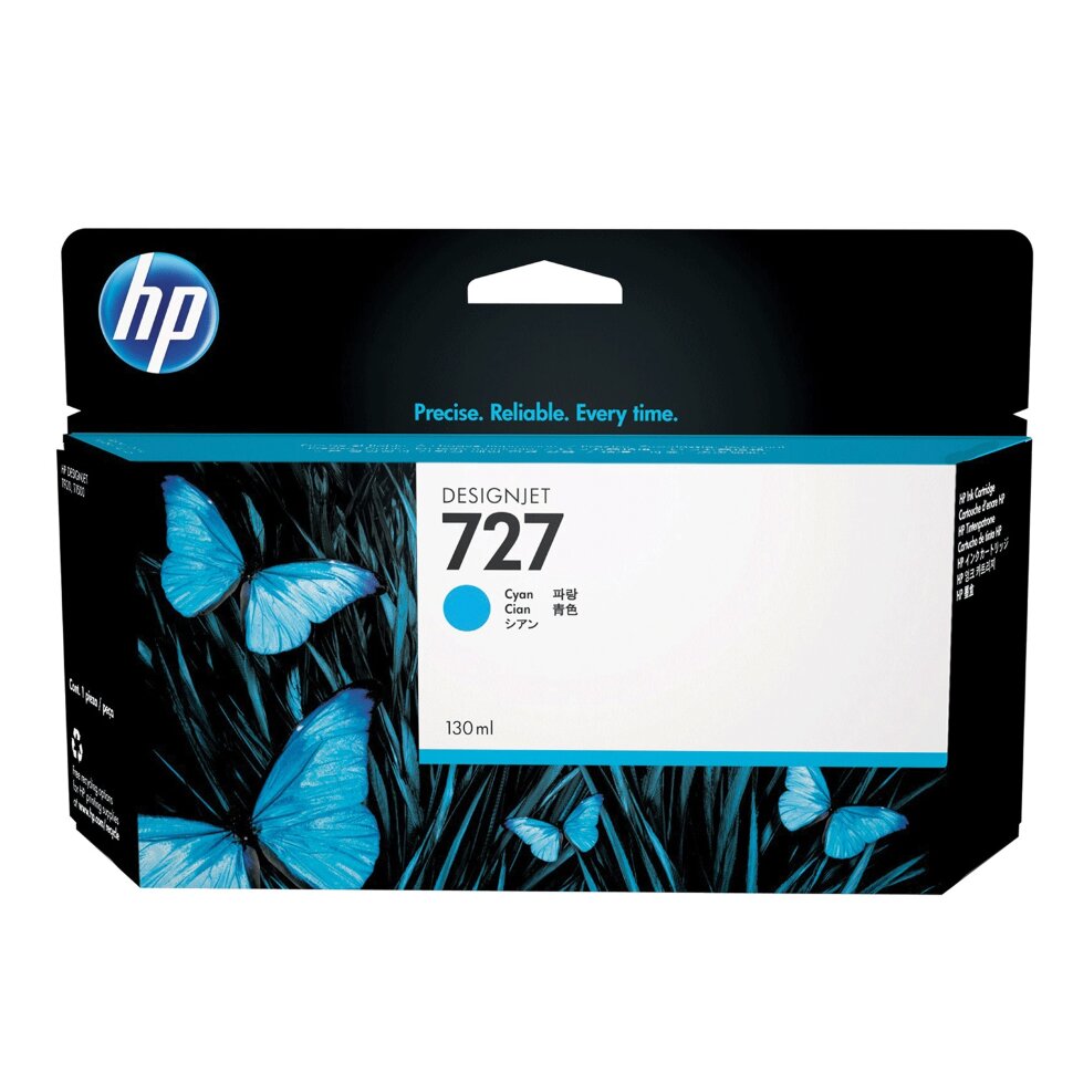 Картридж струйный для плоттера HP (B3P19A) Designjet T920/1500, №727, голубой, 130 мл, оригинальный, 361324