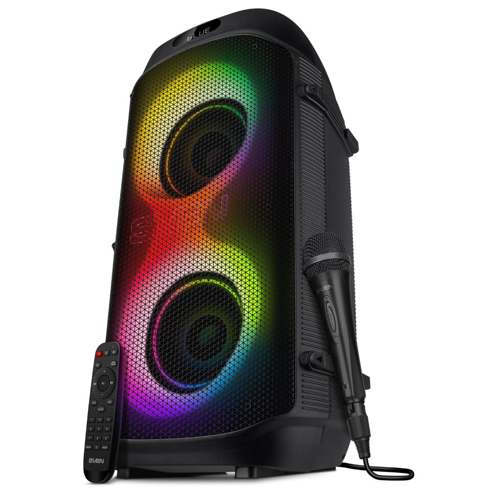 Колонка портативная SVEN PS-850, 100 Вт, TWS, Bluetooth, FM, USB, microSD, LED-дисплей, черная, SV-022679, 514319