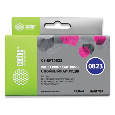 Картридж струйный CACTUS (CS-EPT0823) для EPSON Stylus R270/R390/ RX590, пурпурный, 361958
