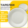 Тарелка одноразовая бумажная 230 мм, КОМПЛЕКТ 100 шт., БЮДЖЕТ, белая мелованная, LAIMA, 608084, 608084