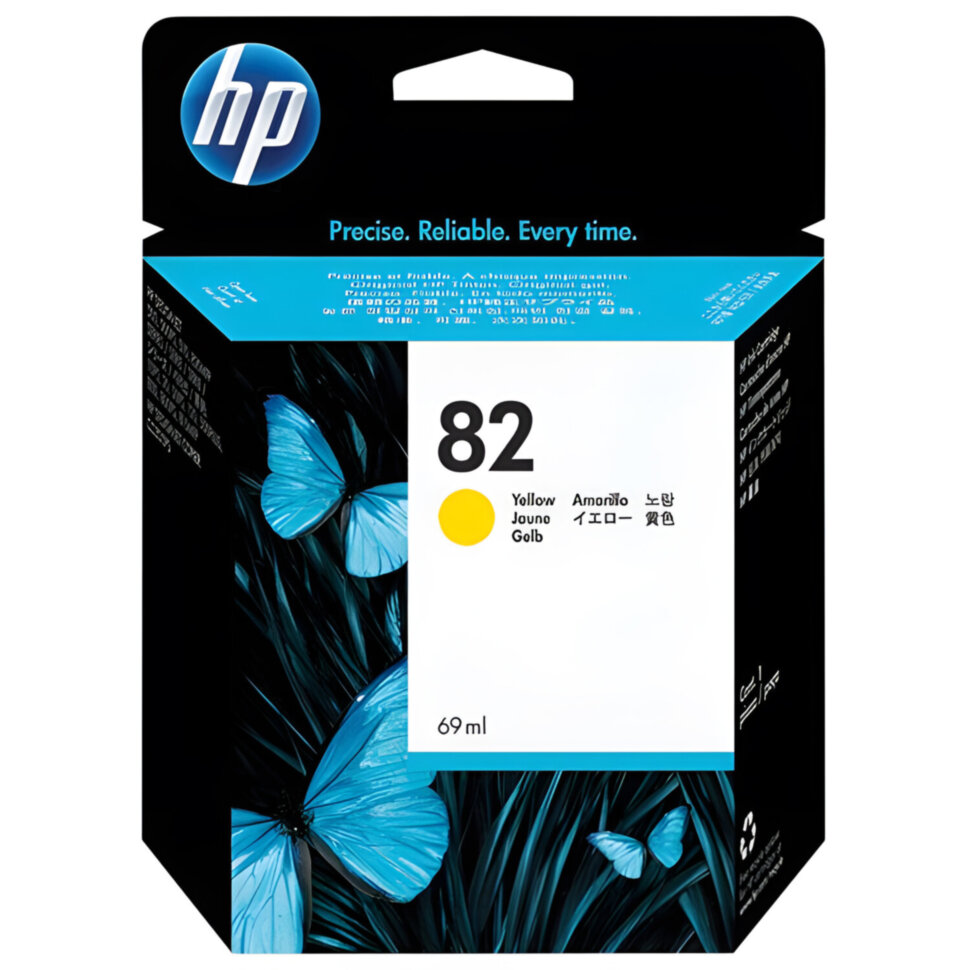 Картридж струйный для плоттера HP (C4913A) Designjet 510/CC800PS/ 815/820 и др., №82, желтый, 69 мл, оригинальный, 360758
