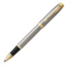 Ручка-роллер PARKER "IM Core Brushed Metal GT", серебристый матовый лак, позолота, черная, 1931663, 142541