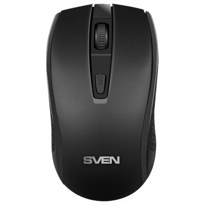 Мышь беспроводная SVEN RX-220W, 3 кнопки + 1 колесо-кнопка, оптическая, чёрная, SV-016227, 513975