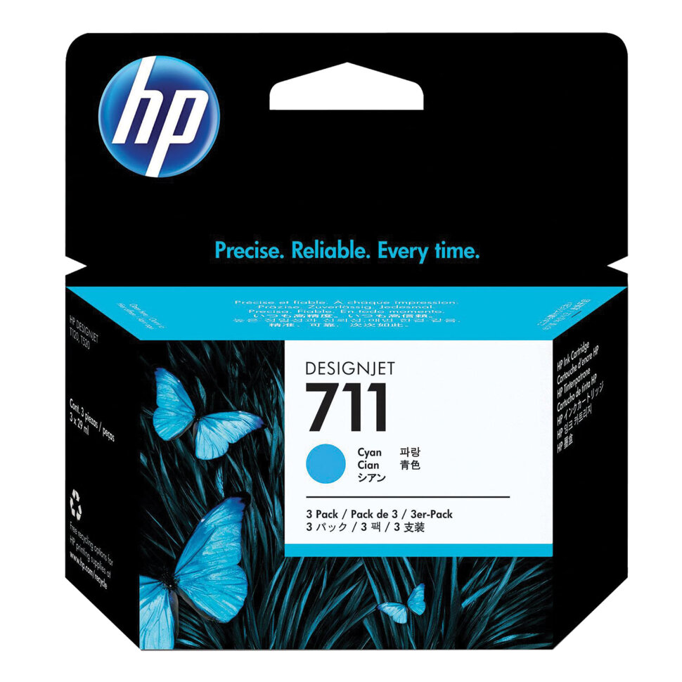 Картридж струйный для плоттера HP (CZ134A) Designjet T120/520, №711, голубой, комплект 3 шт. х 29 мл, оригинальный, 361315