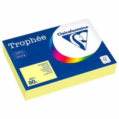 Бумага цветная CLAIREFONTAINE, А4, 80 г/м2, 500 л., пастель, лимонно-желтый, Франция, 1778PC, 116712